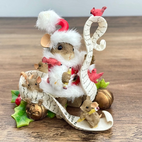 CHARMING TAILS Fitz & Floyd  MAKING A LIST & CHECKING IT TWICE  Figurine 87/180 - Picture 1 of 12